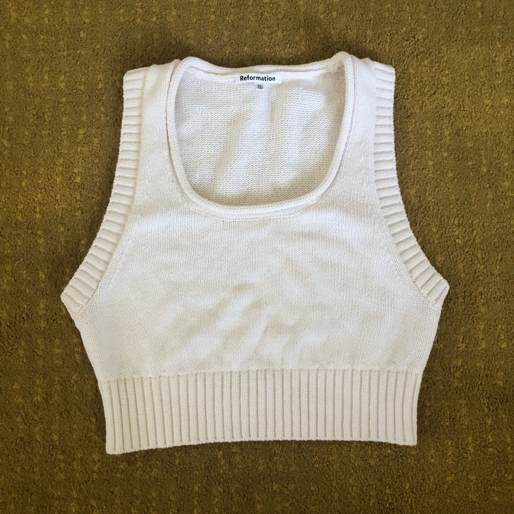 Reformation Norma Knit Sweater Crop Top in Cream